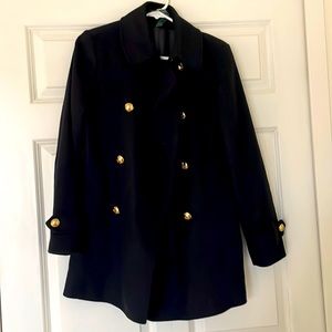 Ralph Lauren Black Pea Coat with Gold buttons